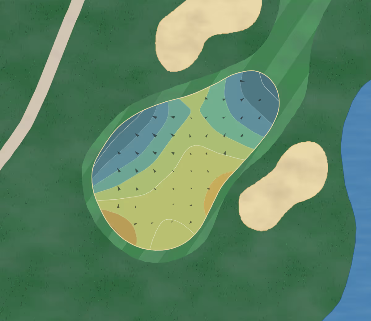 Green contour map of Lake Buena Vista in Lake Buena Vista, Florida — 132 elevation contours at a 3-inch interval with fall-line arrows, traced from 1-meter lidar