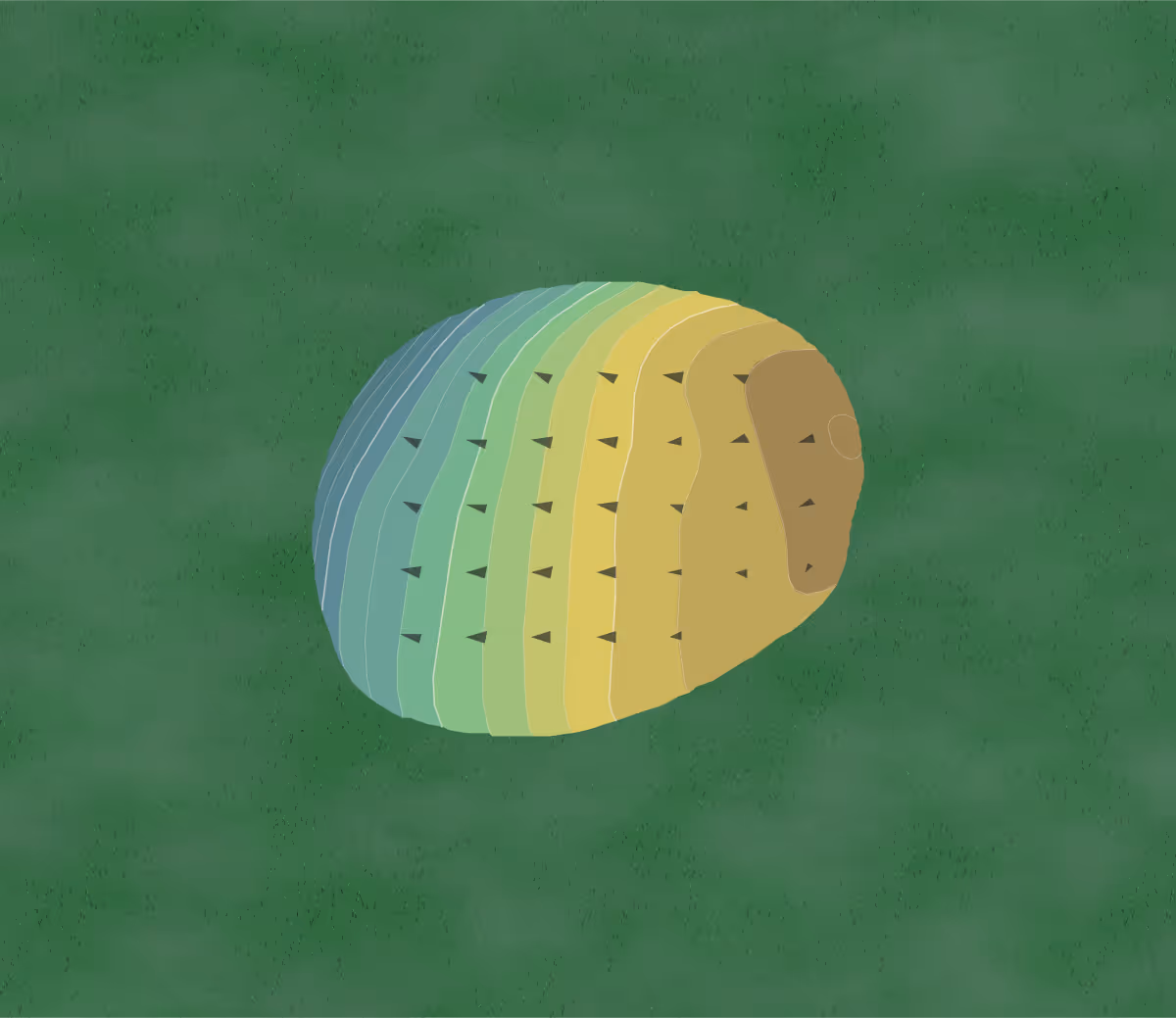Green contour map of Dogwood Hills Golf Resort in Osage Beach, Missouri — 15 elevation contours at a 3-inch interval with fall-line arrows, traced from 1-meter lidar