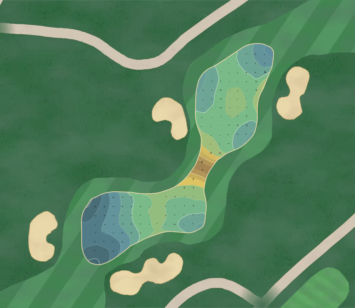 Green contour map of Dogwood Trace in Petersburg, Virginia — 129 elevation contours at a 3-inch interval with fall-line arrows, traced from 1-meter lidar