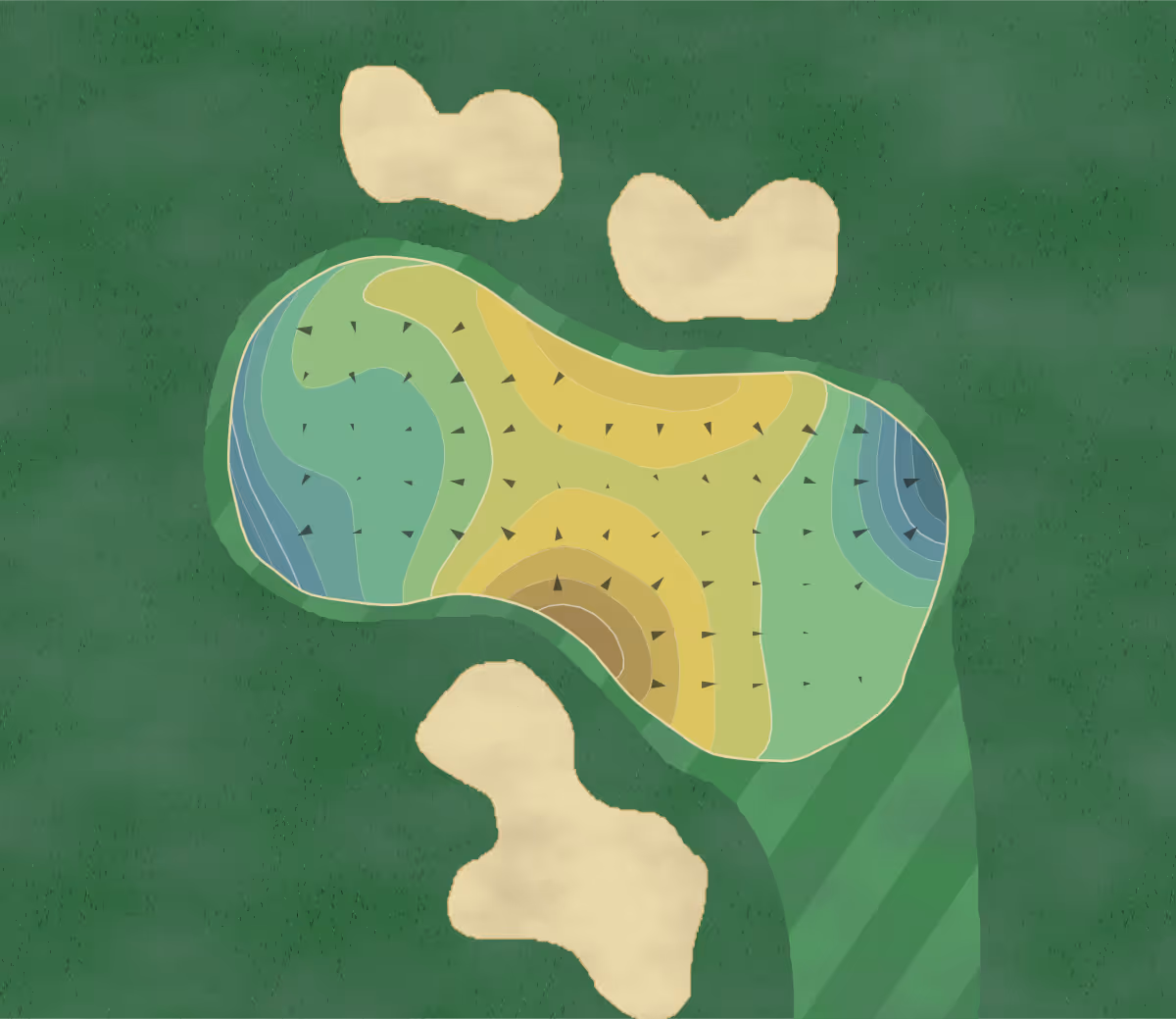 Green contour map of Dollar Ranch in Walnut Creek, California — 189 elevation contours at a 3-inch interval with fall-line arrows, traced from 1-meter lidar