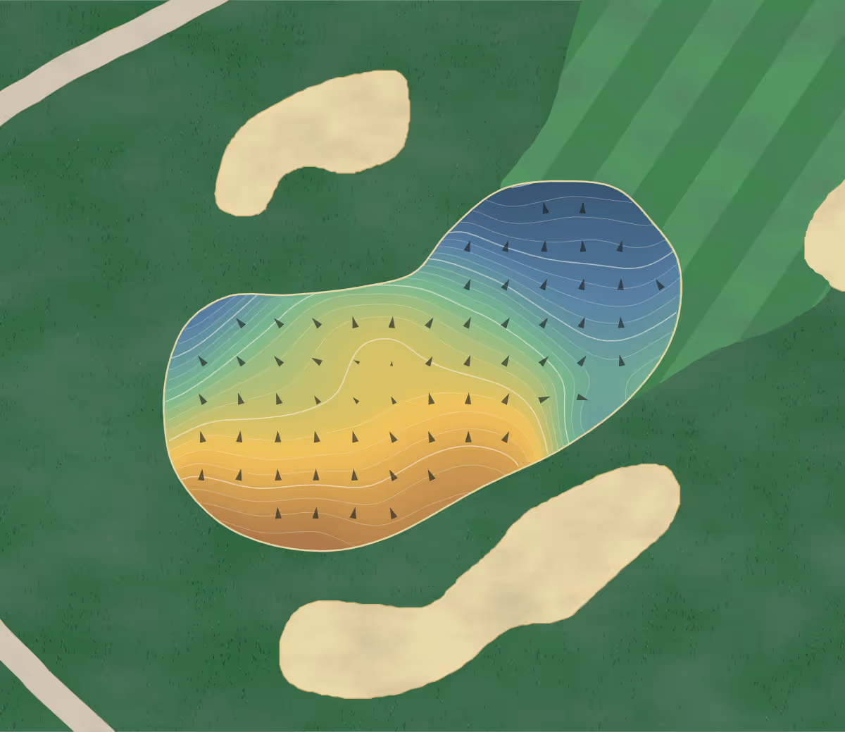 Green contour map of Dornick Hills in Ardmore, Oklahoma — 311 elevation contours at a 3-inch interval with fall-line arrows, traced from 1-meter lidar