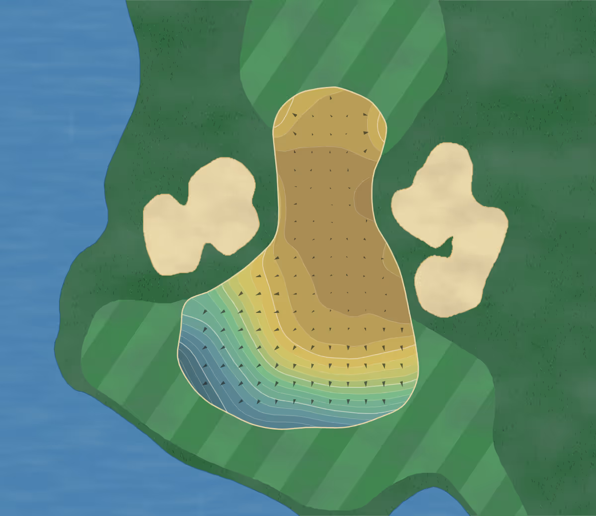 Green contour map of Double Eagle in Galena, Ohio — 253 elevation contours at a 3-inch interval with fall-line arrows, traced from 1-meter lidar