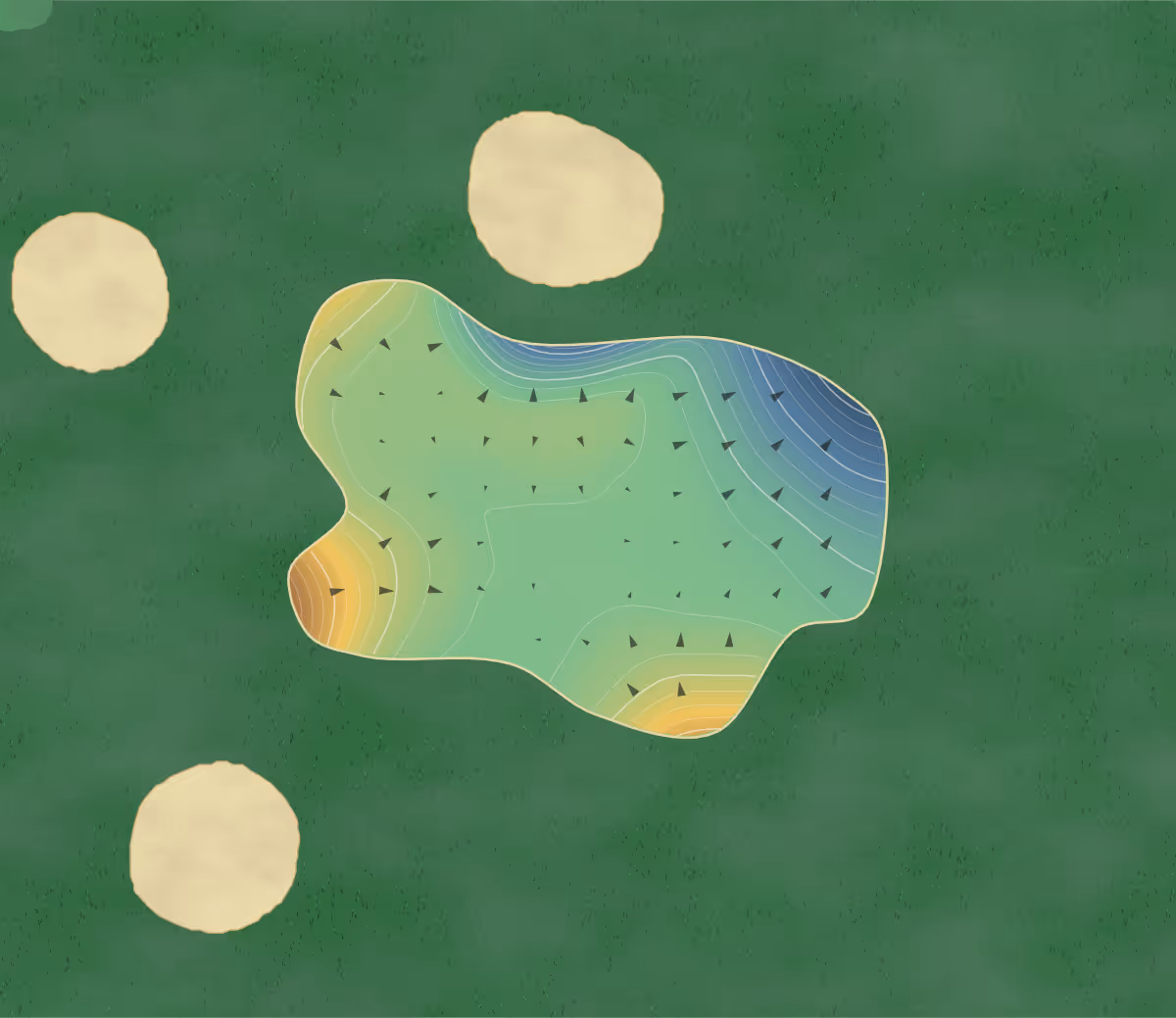 Green contour map of Douglas Valley in Bolton, England: 97 elevation contours at a 8-centimeter interval with fall-line arrows, traced from 1-meter lidar