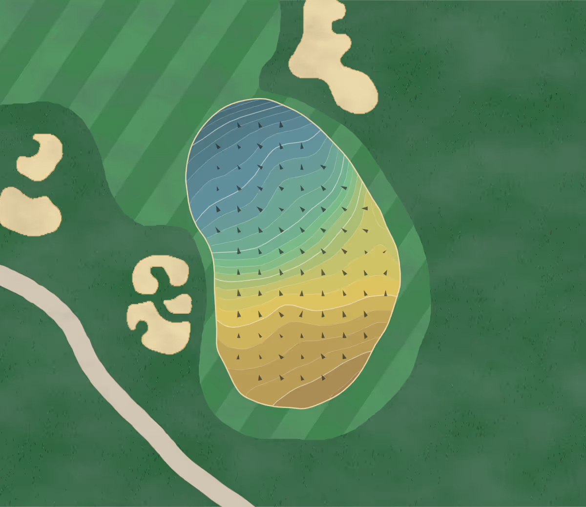Green contour map of Downingtown CC in Downingtown, Pennsylvania — 248 elevation contours at a 3-inch interval with fall-line arrows, traced from 1-meter lidar