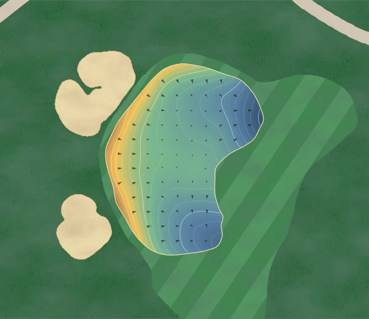 Green contour map of DragonRidge in Henderson, Nevada — 230 elevation contours at a 3-inch interval with fall-line arrows, traced from 1-meter lidar