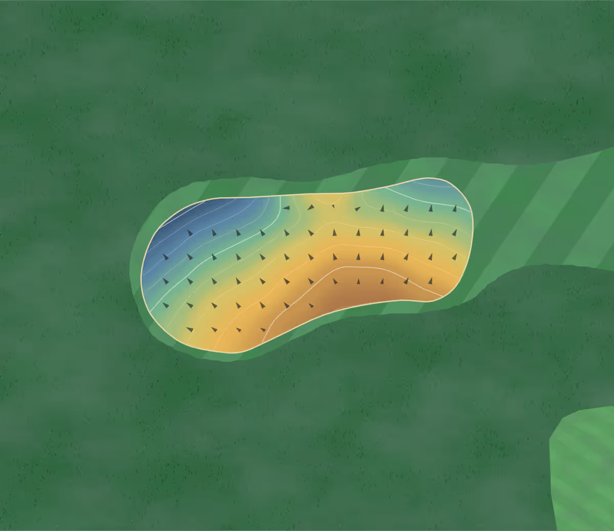 Green contour map of Drax in Selby, England — 87 elevation contours at a 8-centimeter interval with fall-line arrows, traced from 1-meter lidar