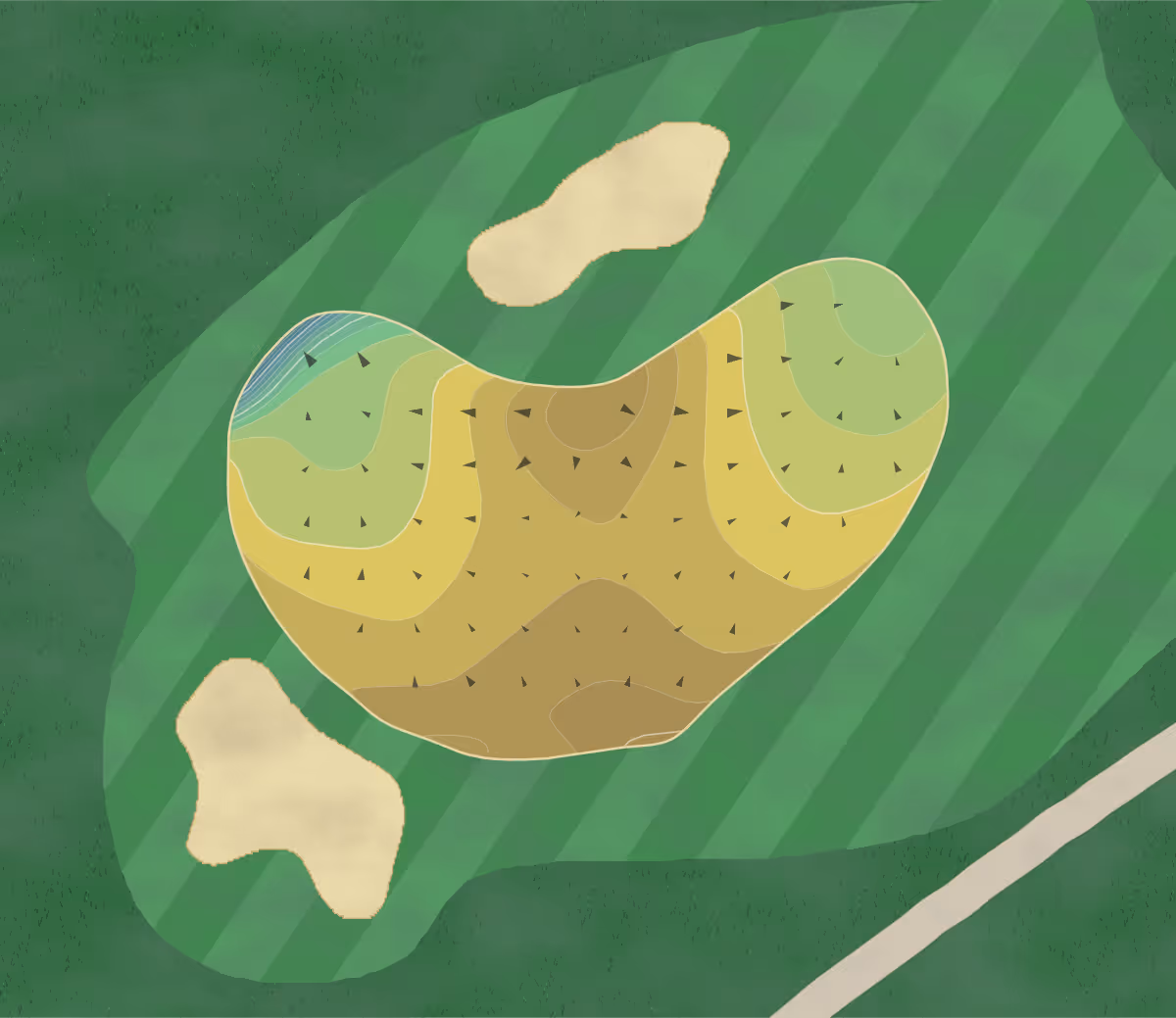 Green contour map of Druid Hills in Atlanta, Georgia — 177 elevation contours at a 3-inch interval with fall-line arrows, traced from 1-meter lidar