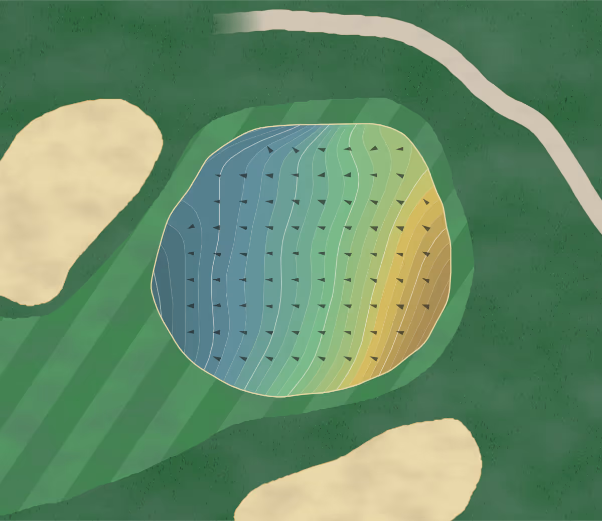 Green contour map of Drumlins in Syracuse, New York — 313 elevation contours at a 3-inch interval with fall-line arrows, traced from 1-meter lidar