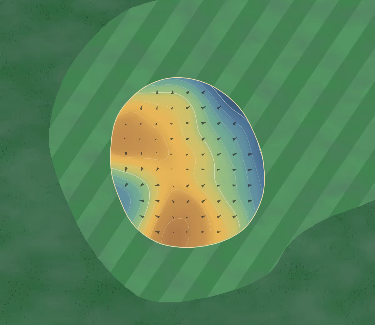 Green contour map of Drummond Island in Drummond Island, Michigan: 75 elevation contours at a 3-inch interval with fall-line arrows, traced from 1-meter lidar