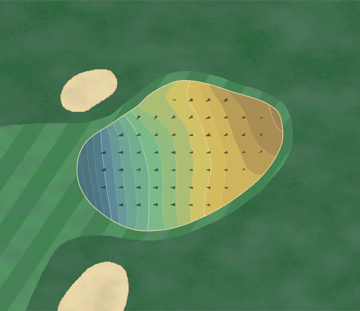 Green contour map of Dryden Park in Modesto, California — 149 elevation contours at a 3-inch interval with fall-line arrows, traced from 1-meter lidar