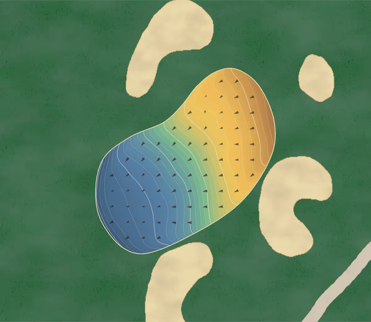 Green contour map of Duke in Durham, North Carolina — 234 elevation contours at a 3-inch interval with fall-line arrows, traced from 1-meter lidar
