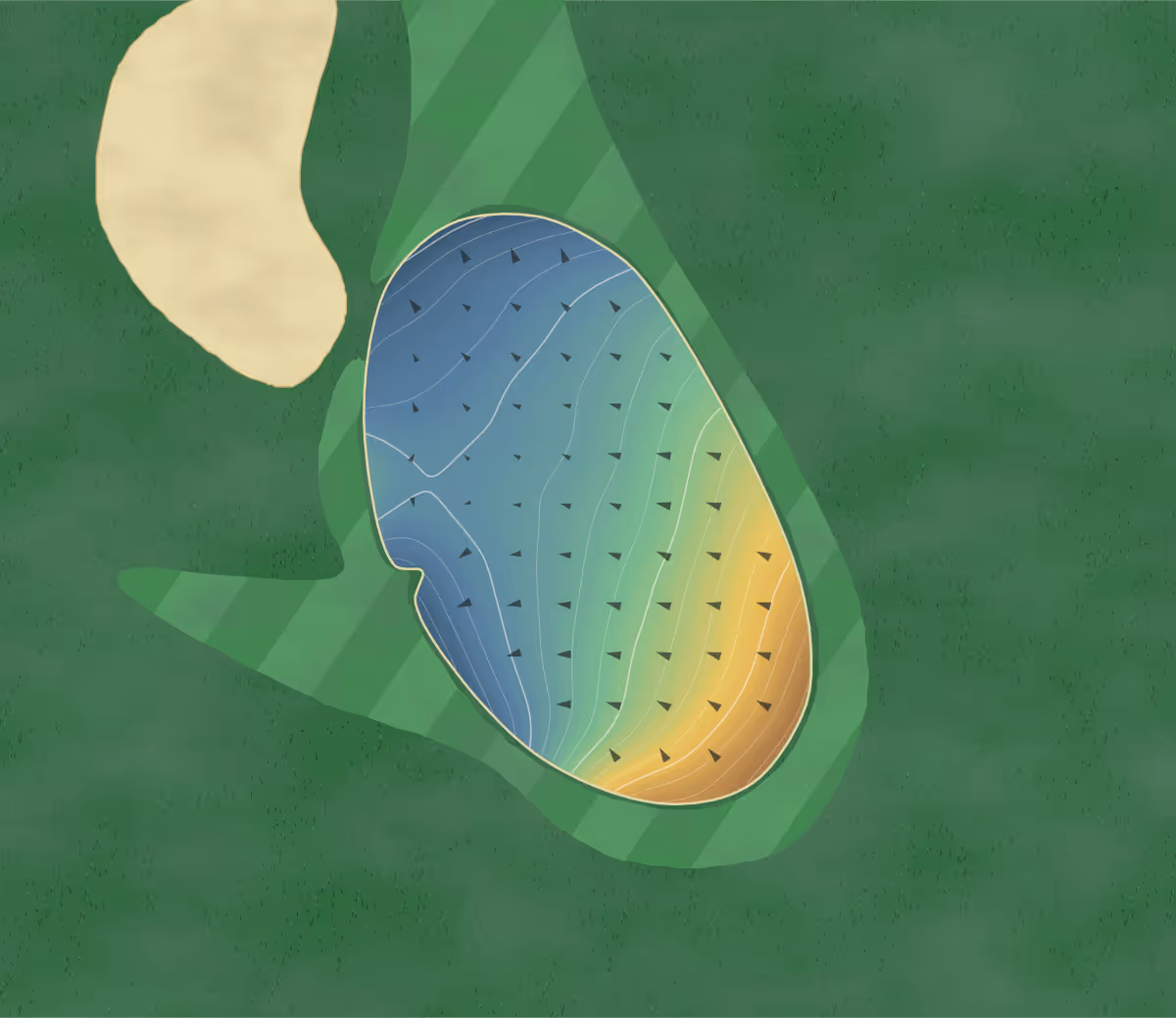 Green contour map of Duncan Golf & Tennis in Duncan, Oklahoma: 195 elevation contours at a 3-inch interval with fall-line arrows, traced from 1-meter lidar