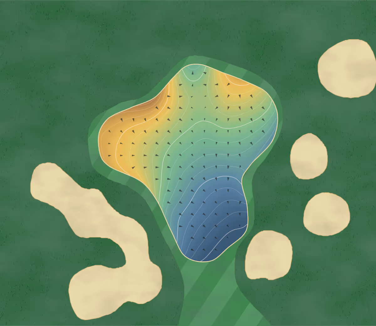 Green contour map of Duncan Meadows in Duncan, Canada — 249 elevation contours at a 8-centimeter interval with fall-line arrows, traced from 1-meter lidar