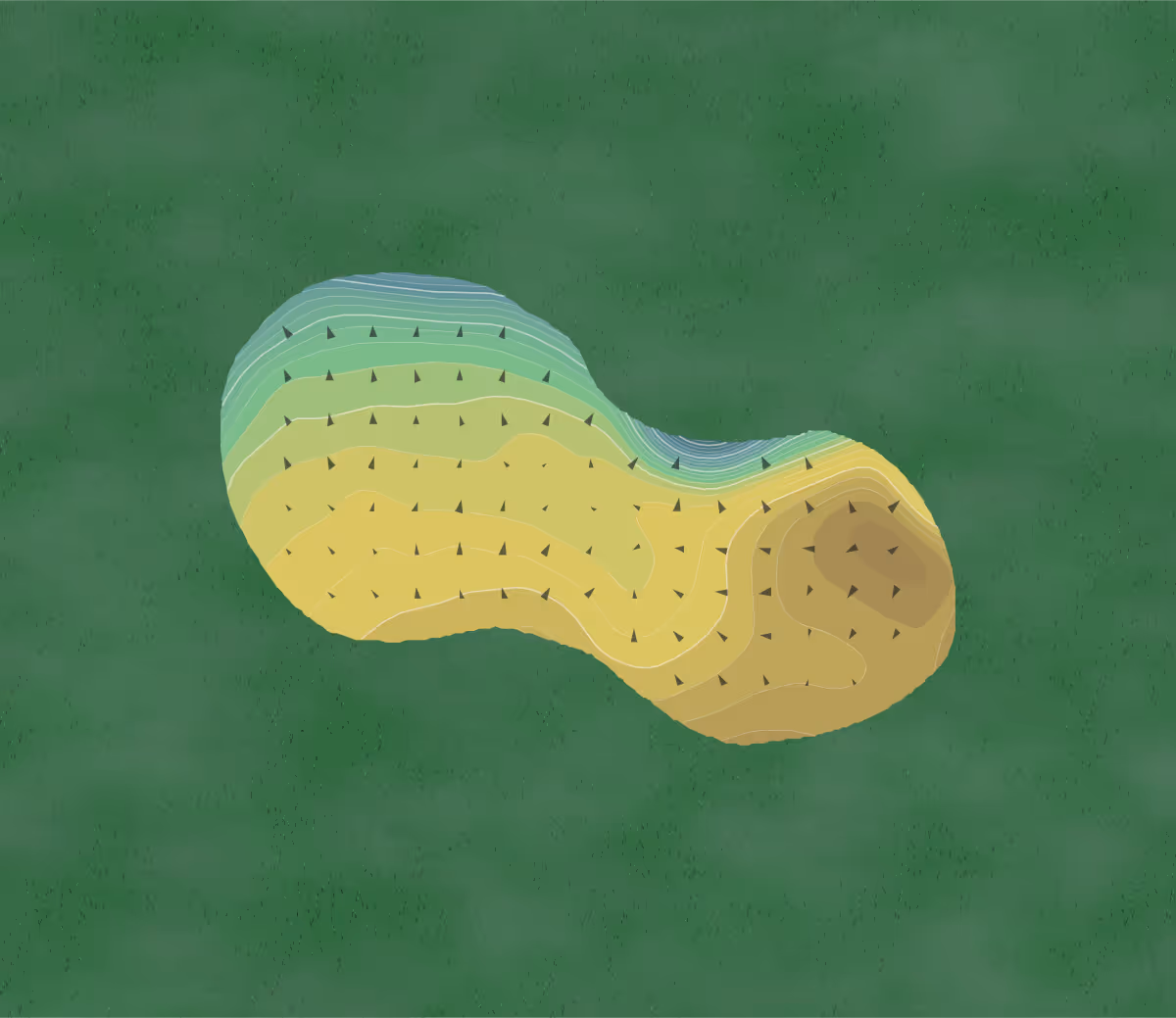 Green contour map of Dunmaglas in Charlevoix, Michigan — 360 elevation contours at a 3-inch interval with fall-line arrows, traced from 1-meter lidar