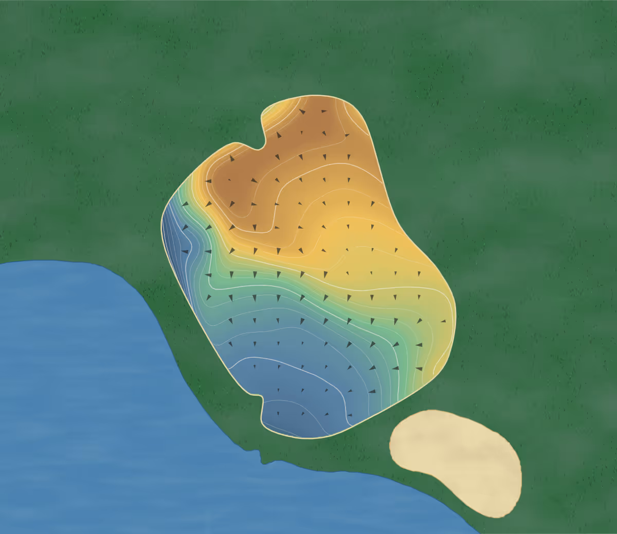 Green contour map of Dutchman's Pipe in West Palm Beach, Florida — 162 elevation contours at a 3-inch interval with fall-line arrows, traced from 1-meter lidar