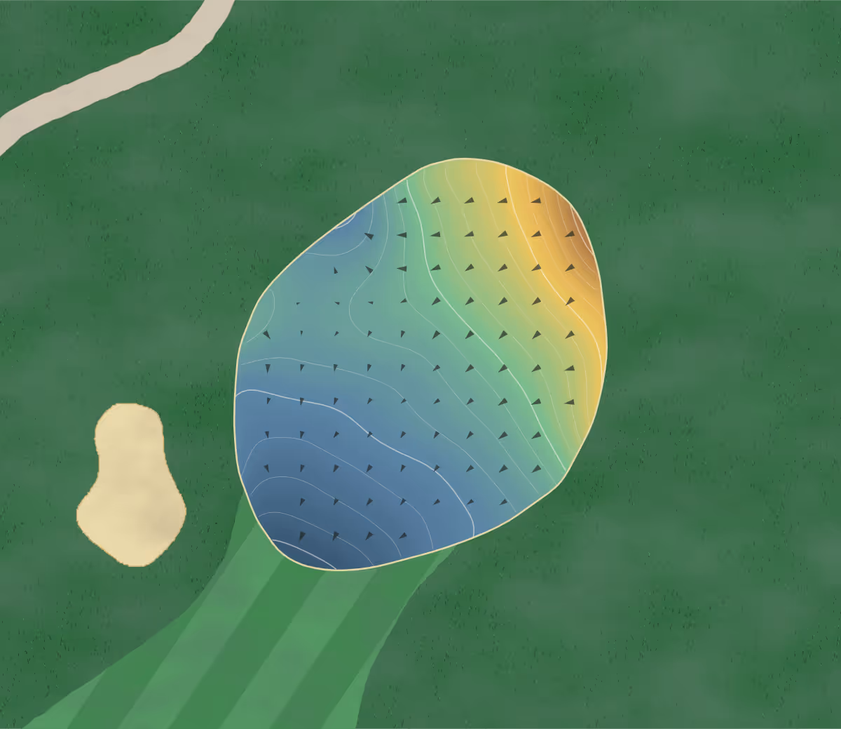 Green contour map of Dw Field in Canton, Massachusetts — 191 elevation contours at a 3-inch interval with fall-line arrows, traced from 1-meter lidar