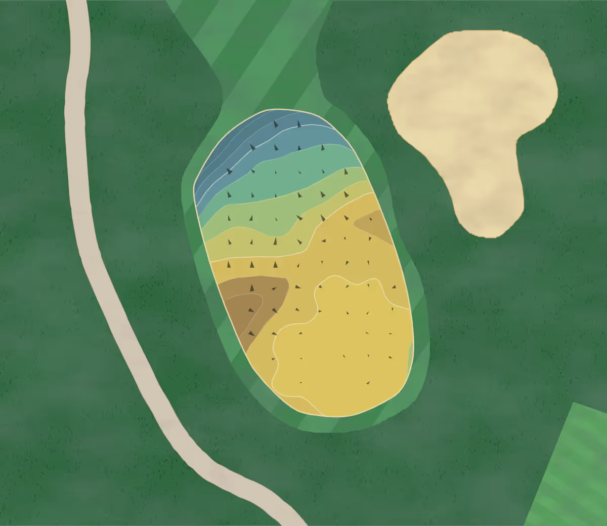 Green contour map of Dyker Beach in Brooklyn, New York — 246 elevation contours at a 3-inch interval with fall-line arrows, traced from 1-meter lidar