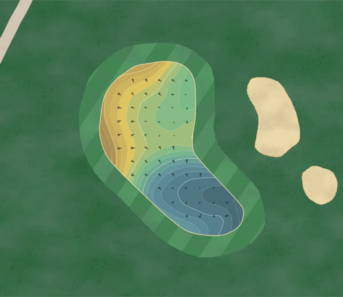 Green contour map of Eagle Bend in Lawrence, Kansas — 240 elevation contours at a 3-inch interval with fall-line arrows, traced from 1-meter lidar