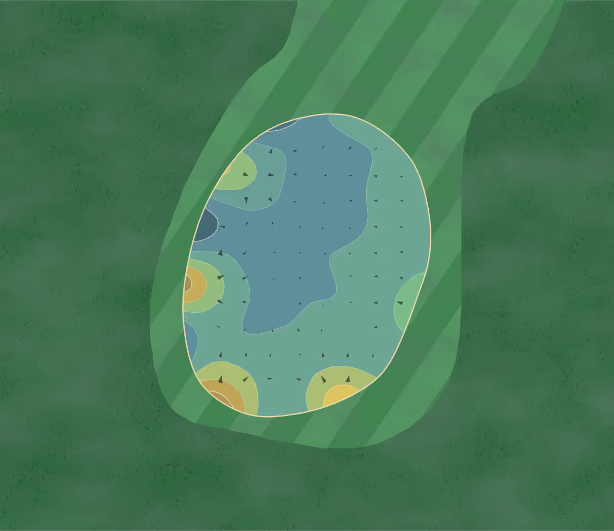 Green contour map of Eagle Creek in LaGrange, Kentucky — 190 elevation contours at a 3-inch interval with fall-line arrows, traced from 1-meter lidar