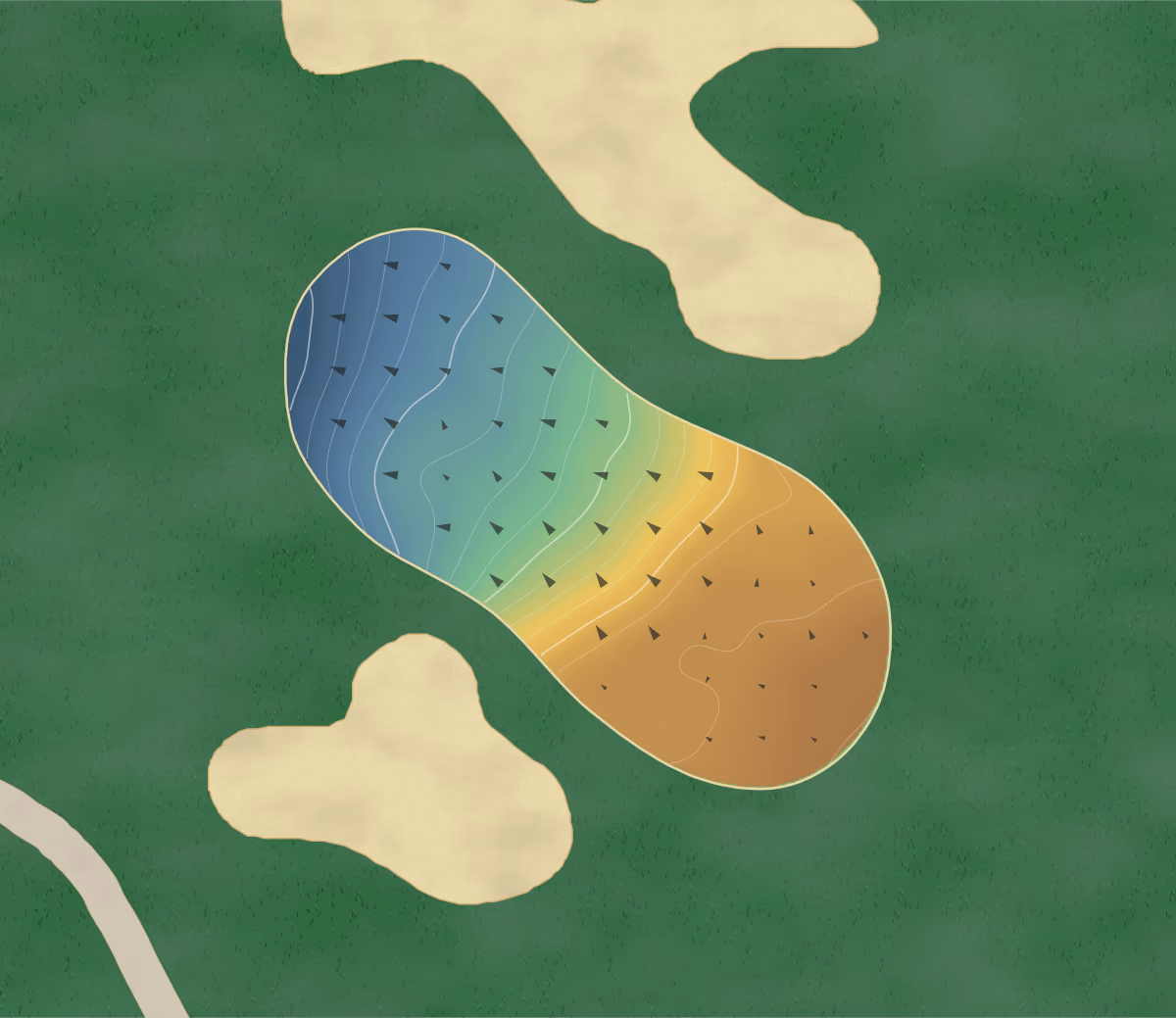 Green contour map of Eagle Haven in Bldg., Virginia: 152 elevation contours at a 3-inch interval with fall-line arrows, traced from 1-meter lidar