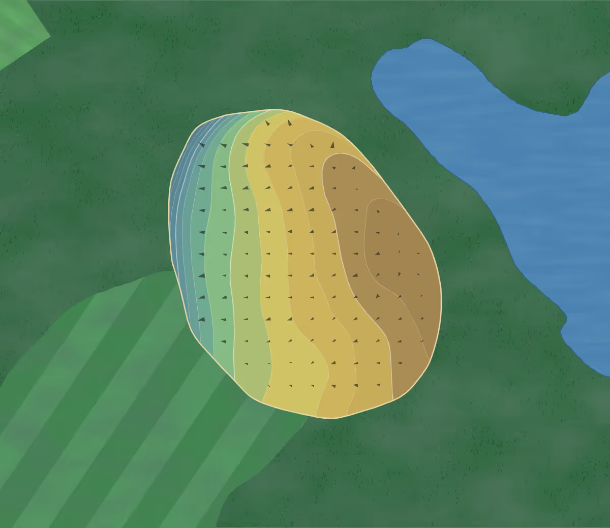 Green contour map of Eagle Lake - Eagle in Plymouth, Minnesota — 112 elevation contours at a 3-inch interval with fall-line arrows, traced from 1-meter lidar