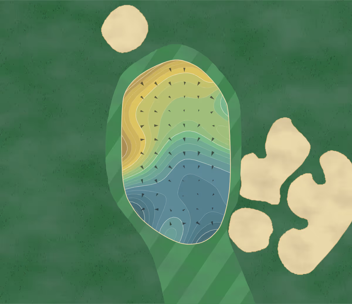 Green contour map of Eagle Mountain in Fountain Hills, Arizona — 285 elevation contours at a 3-inch interval with fall-line arrows, traced from 1-meter lidar