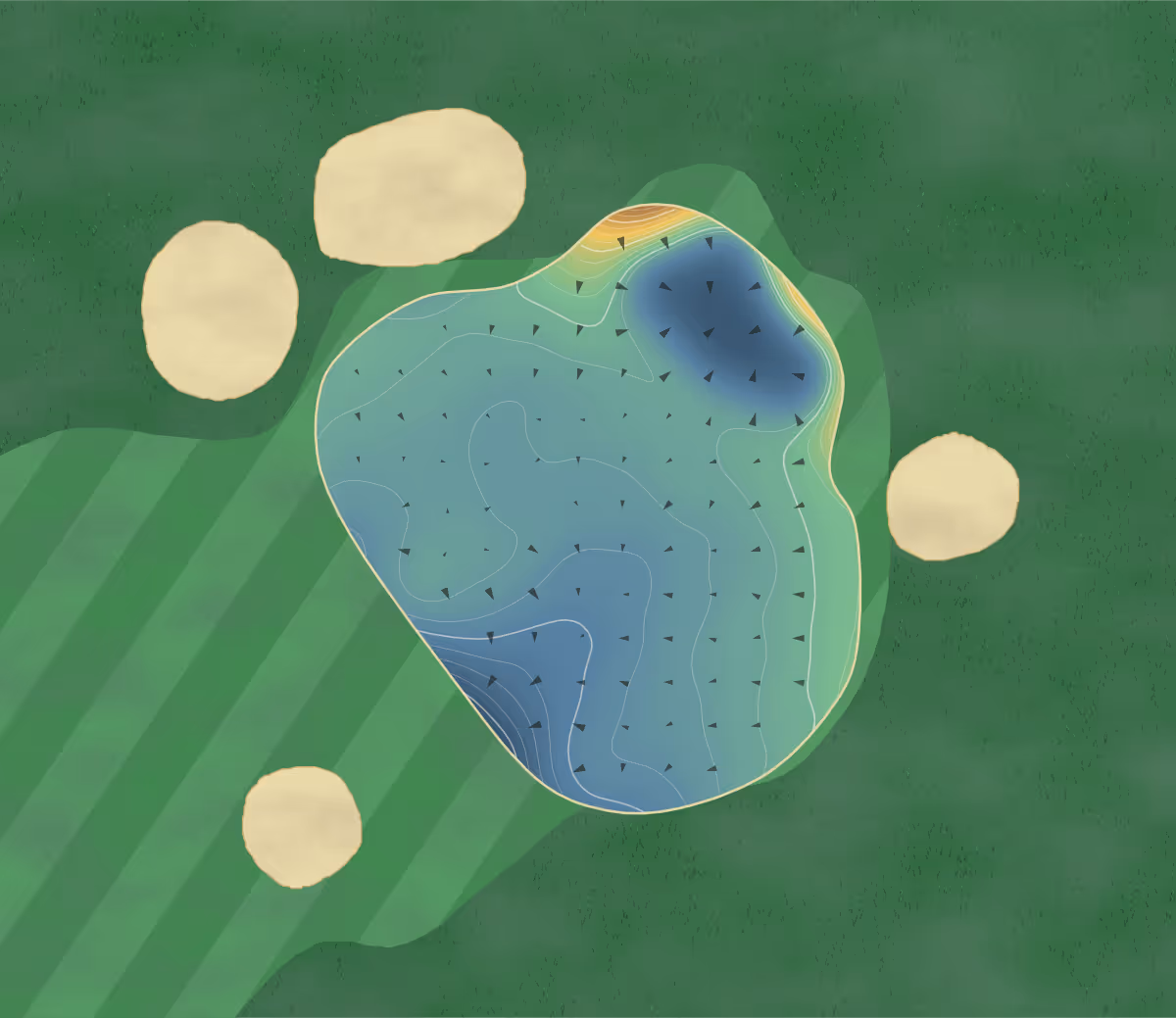 Green contour map of Eagle Oaks in Farmingdale, New Jersey — 213 elevation contours at a 3-inch interval with fall-line arrows, traced from 1-meter lidar