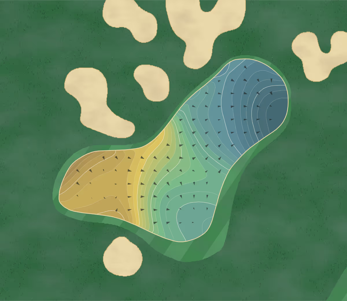 Green contour map of Eagle Ridge in Gilroy, California — 290 elevation contours at a 3-inch interval with fall-line arrows, traced from 1-meter lidar