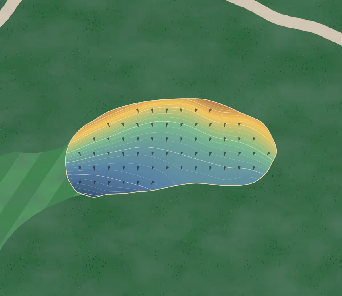 Green contour map of Eagle Ridge in Coleraine, Minnesota — 255 elevation contours at a 3-inch interval with fall-line arrows, traced from 1-meter lidar