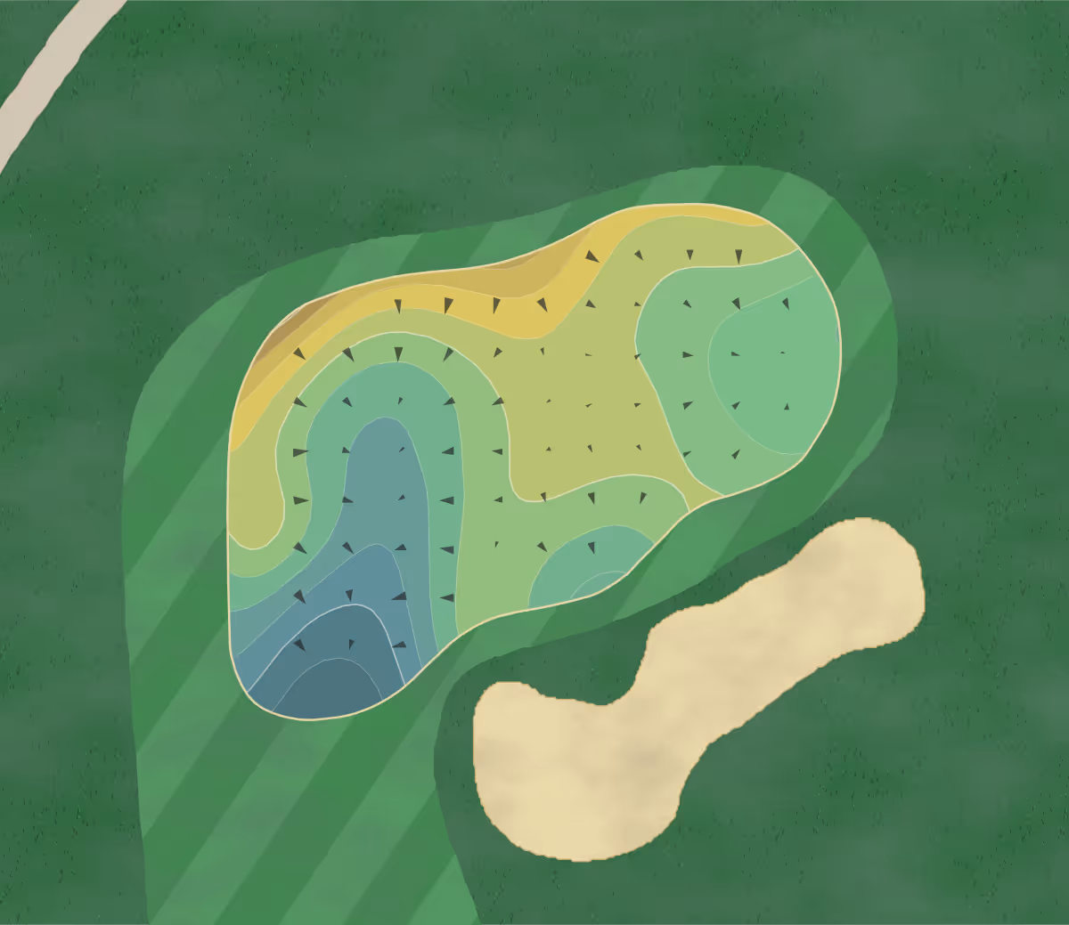 Green contour map of Eagle's Nest in Sun City West, Arizona — 182 elevation contours at a 3-inch interval with fall-line arrows, traced from 1-meter lidar