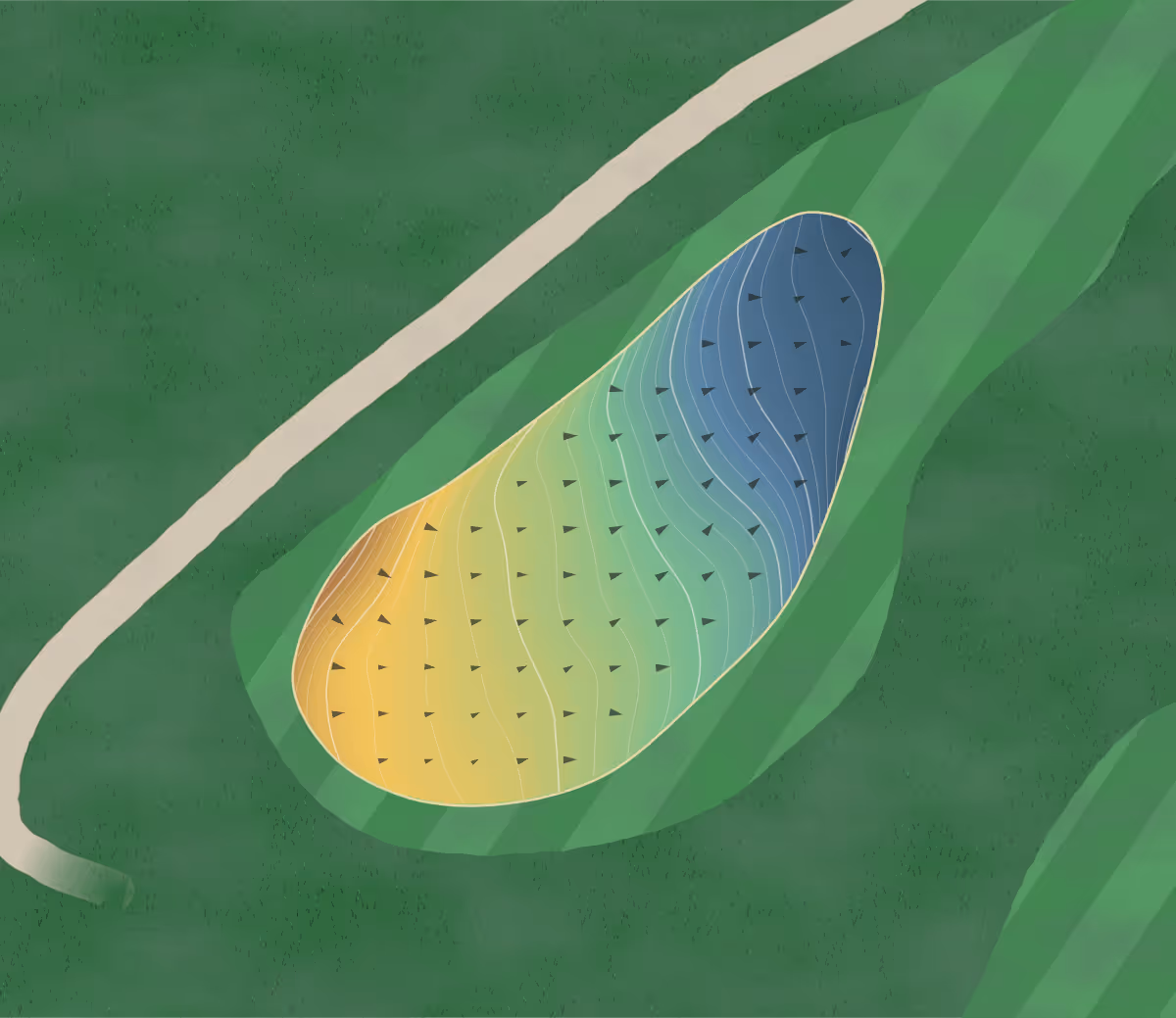 Green contour map of Eagle Vail in Avon, Colorado — 241 elevation contours at a 3-inch interval with fall-line arrows, traced from 1-meter lidar