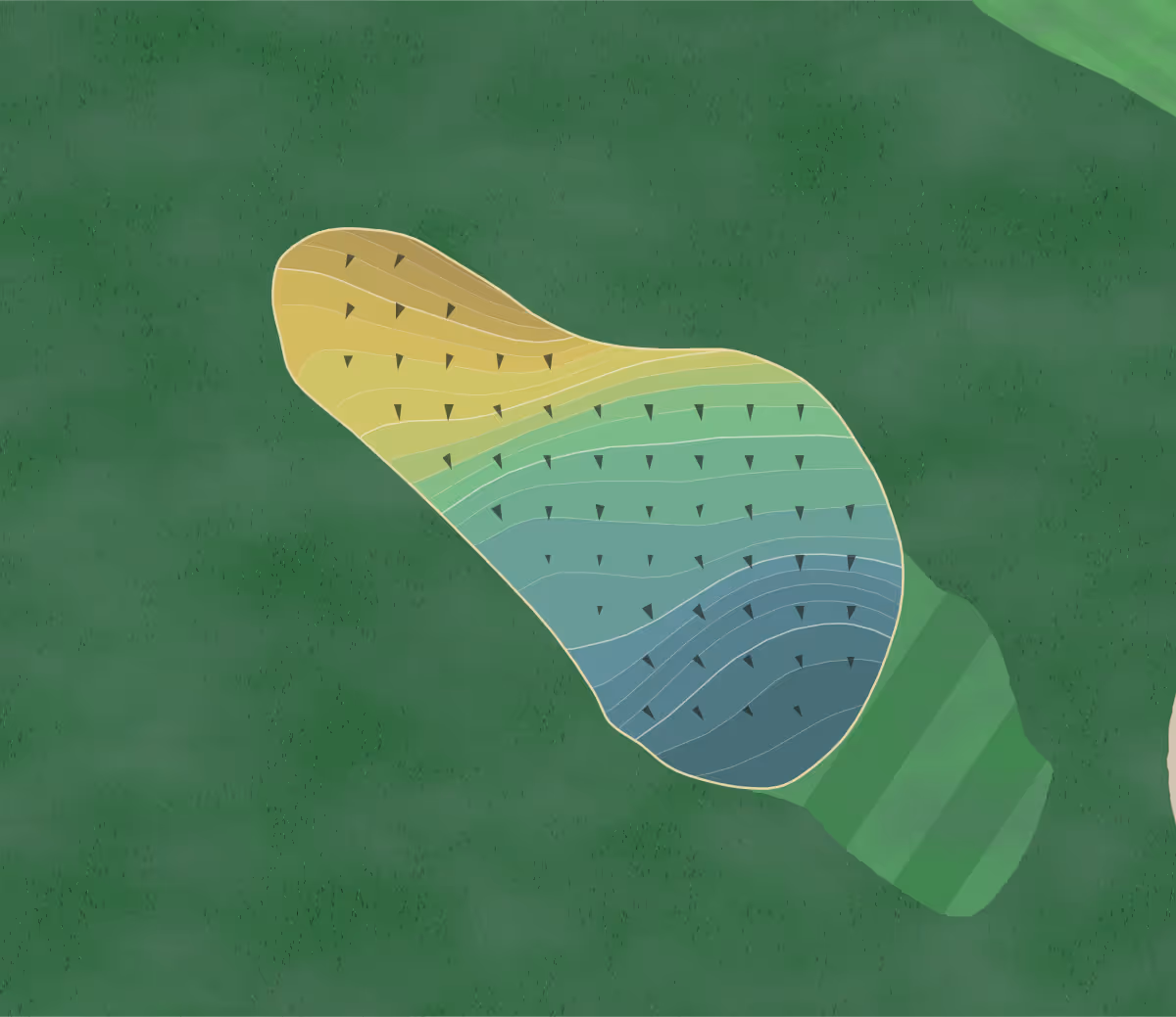 Green contour map of Eaglesticks in Zanesville, Ohio — 255 elevation contours at a 3-inch interval with fall-line arrows, traced from 1-meter lidar