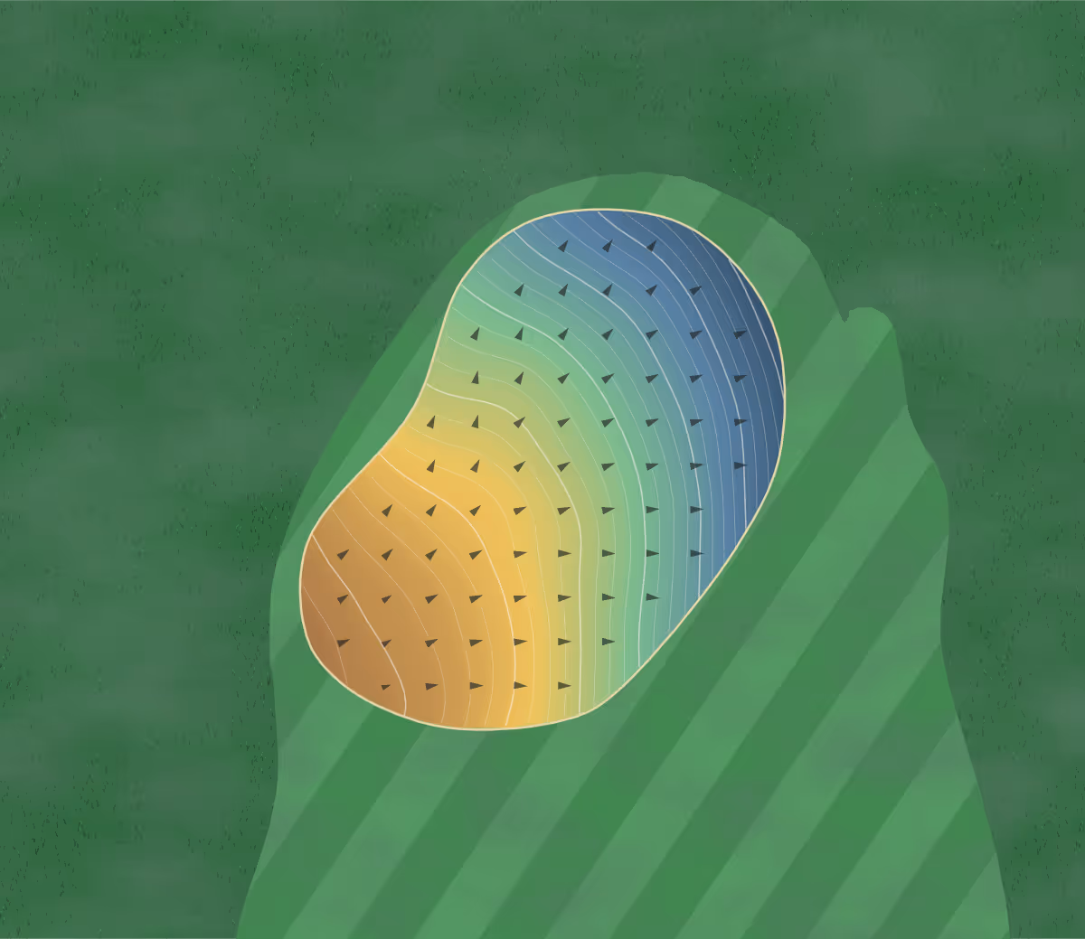 Green contour map of Eden Valley in New York, United States: 258 elevation contours at a 3-inch interval with fall-line arrows, traced from 1-meter lidar