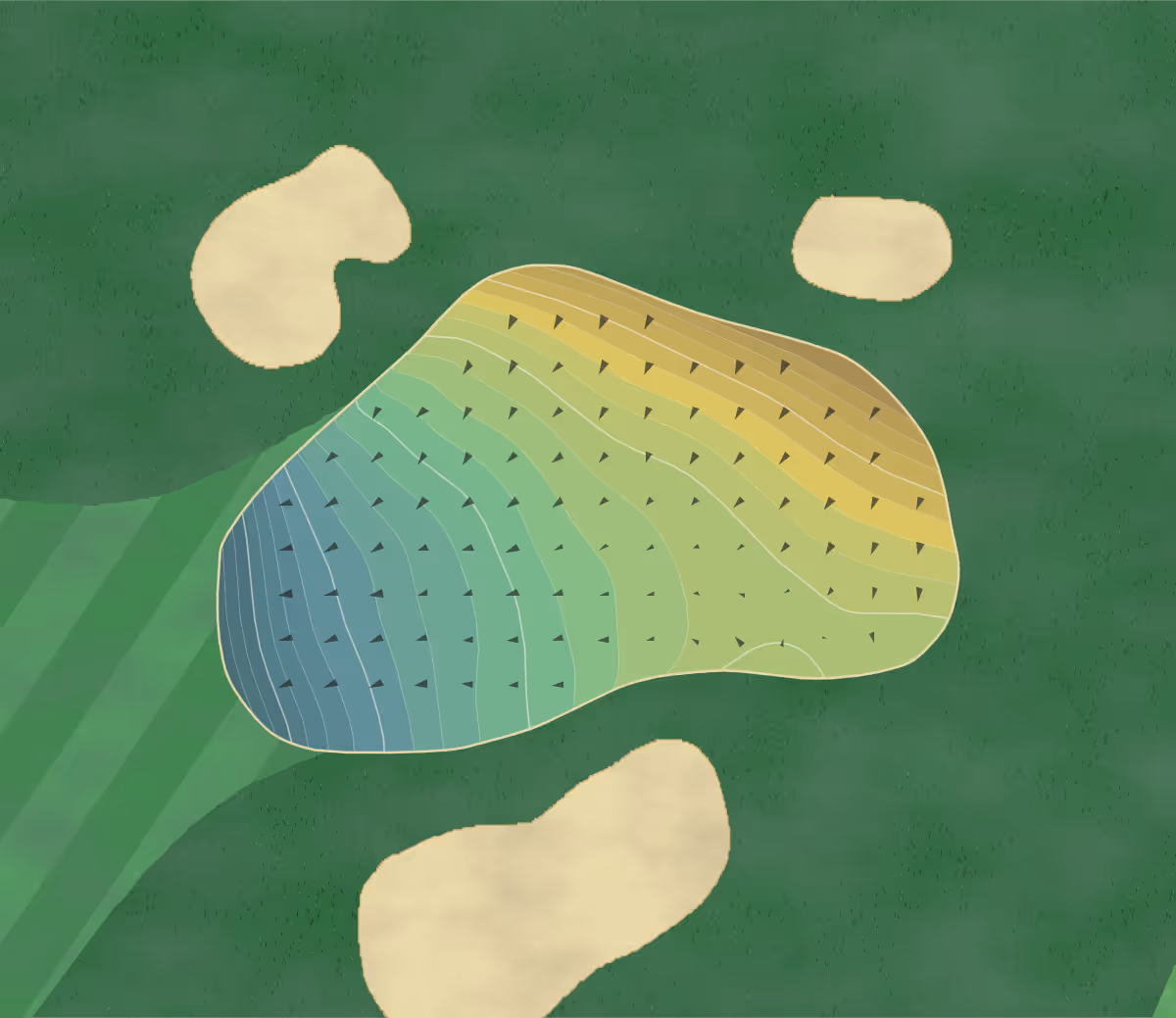 Green contour map of Edgewood Valley in LaGrange, Illinois — 295 elevation contours at a 3-inch interval with fall-line arrows, traced from 1-meter lidar