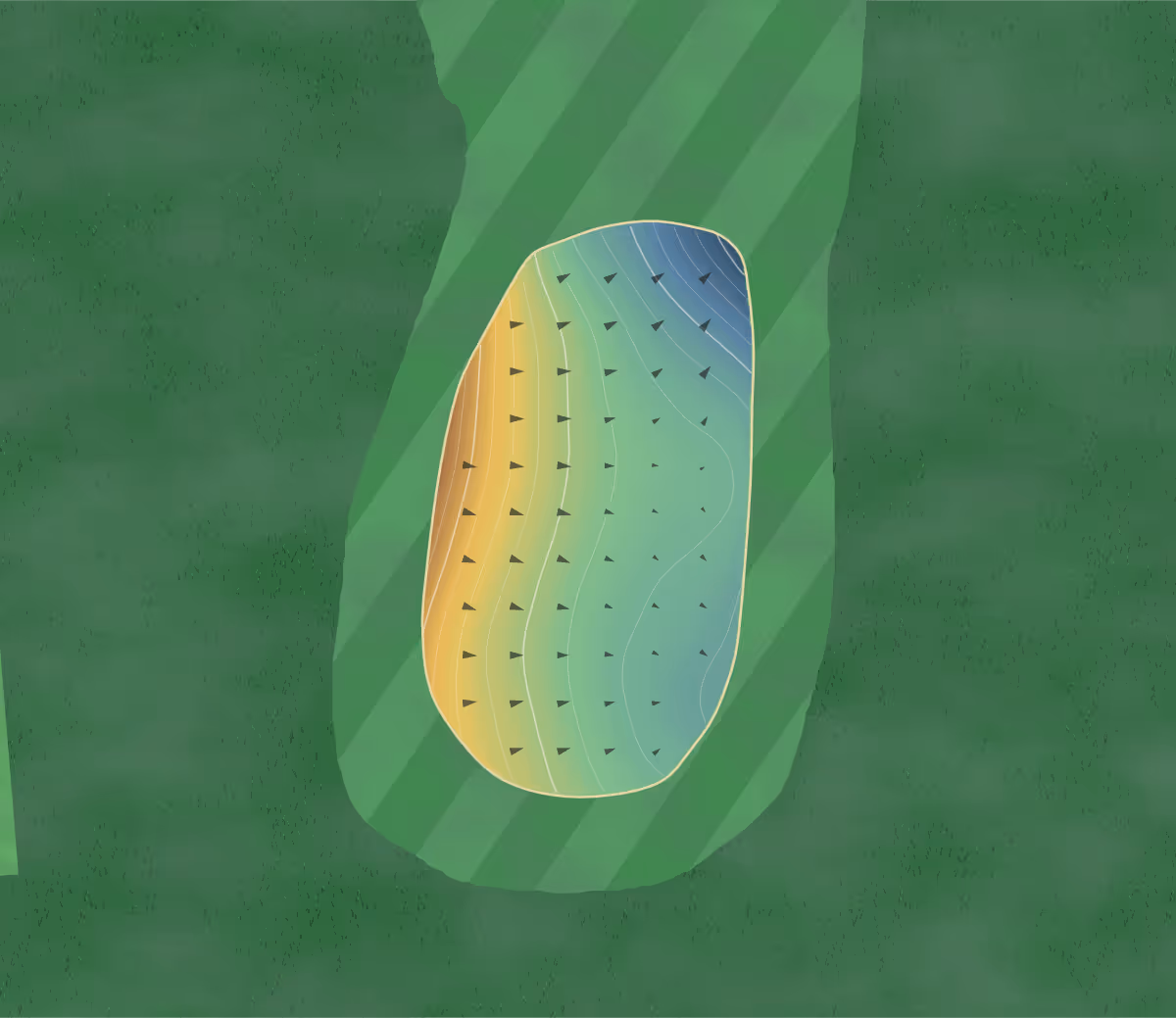 Green contour map of Edmundson Gc in Oskaloosa, Iowa — 248 elevation contours at a 3-inch interval with fall-line arrows, traced from 1-meter lidar