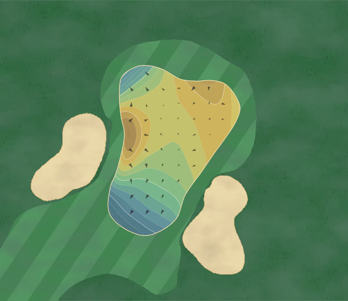 Green contour map of El Dorado in Long Beach, California — 174 elevation contours at a 3-inch interval with fall-line arrows, traced from 1-meter lidar