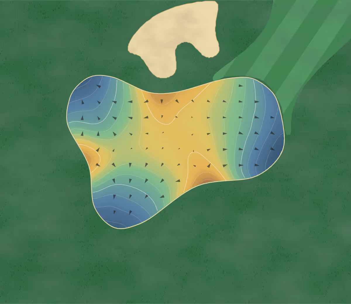 Green contour map of El Paso in El Paso, Texas — 185 elevation contours at a 3-inch interval with fall-line arrows, traced from 1-meter lidar