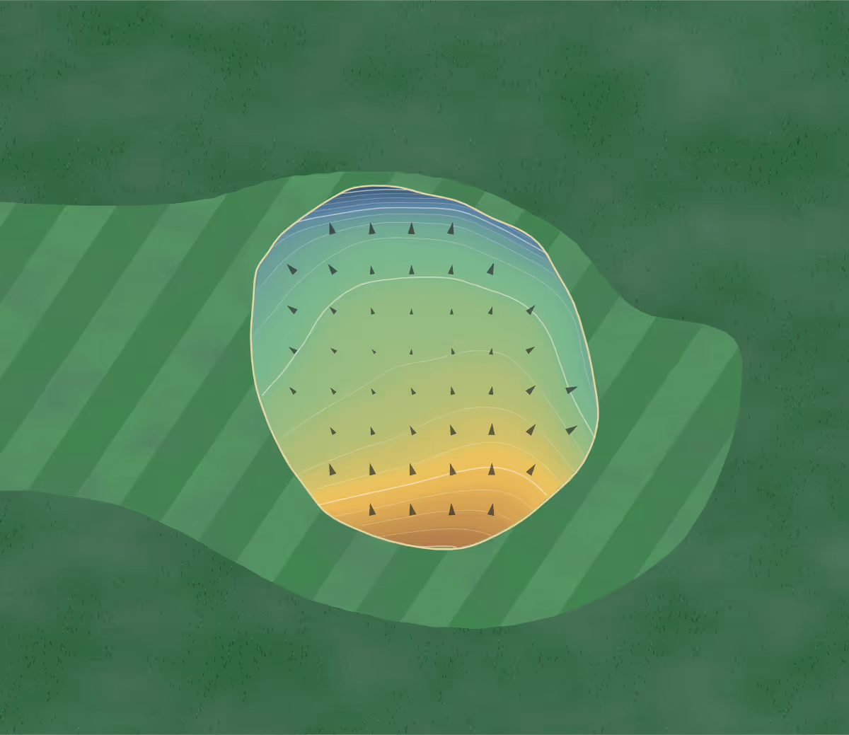 Green contour map of Eldorado Hills in Norfolk, Nebraska — 176 elevation contours at a 3-inch interval with fall-line arrows, traced from 1-meter lidar