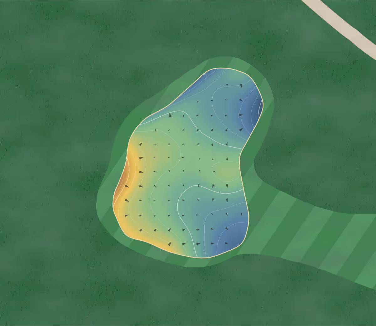 Green contour map of Ellis in Cedar Rapids, Iowa — 194 elevation contours at a 3-inch interval with fall-line arrows, traced from 1-meter lidar