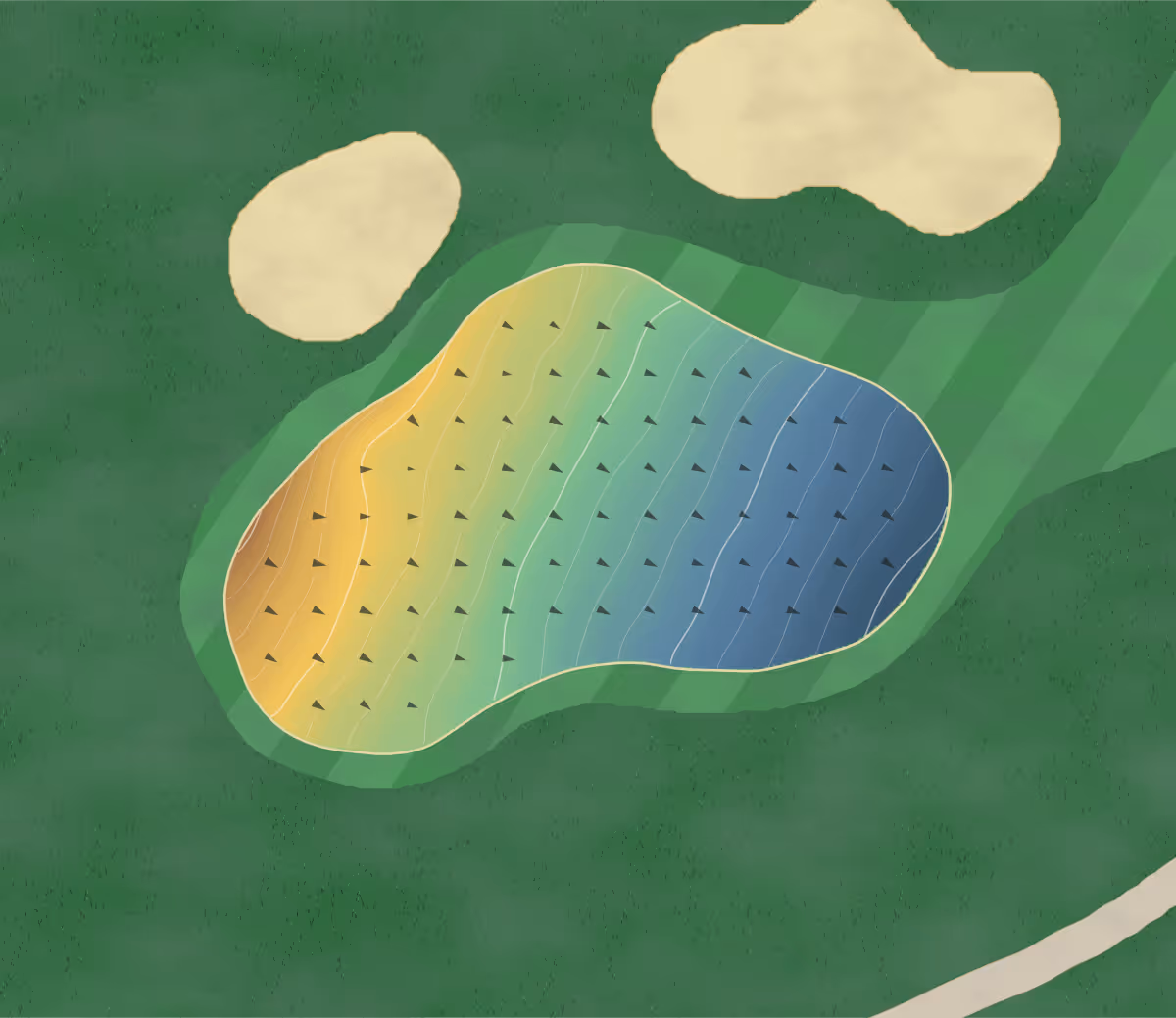 Green contour map of Elmwood Park in Omaha, Nebraska — 217 elevation contours at a 3-inch interval with fall-line arrows, traced from 1-meter lidar
