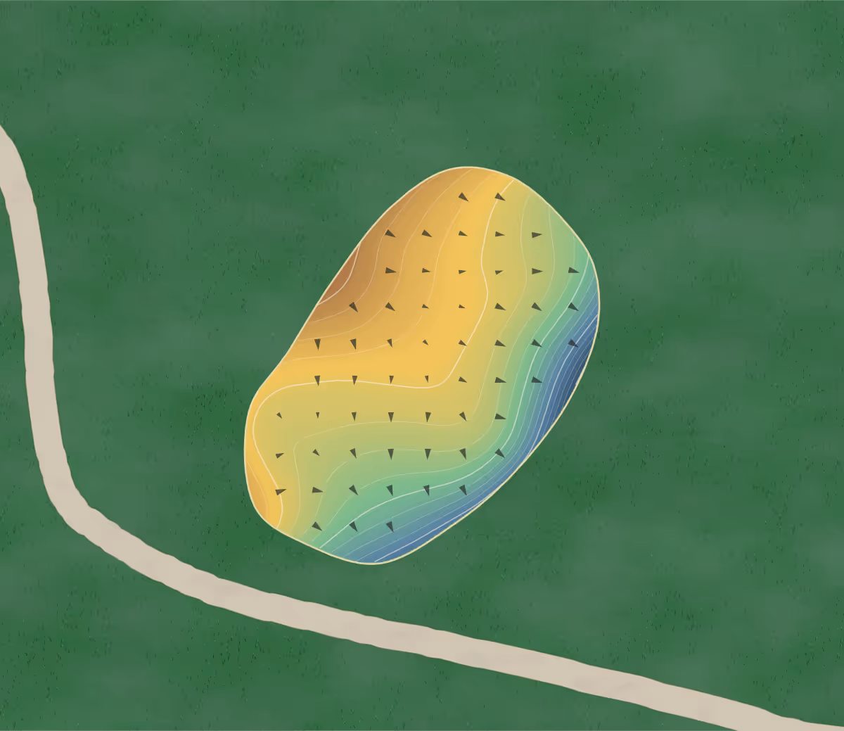 Green contour map of Elwood Gl in Elwood, Indiana — 163 elevation contours at a 3-inch interval with fall-line arrows, traced from 1-meter lidar