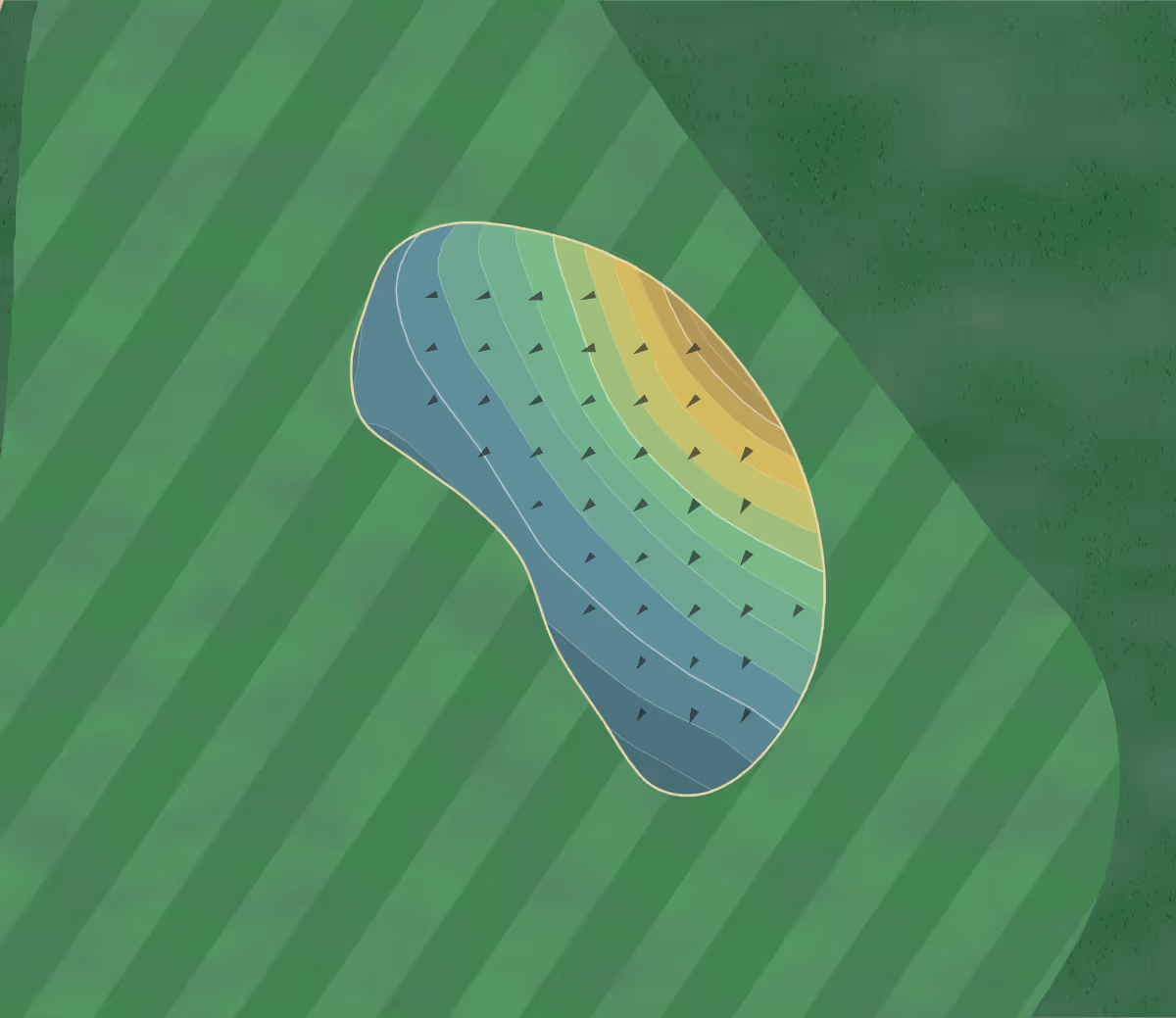 Green contour map of Emerald Canyon in Parker, Arizona — 169 elevation contours at a 3-inch interval with fall-line arrows, traced from 1-meter lidar
