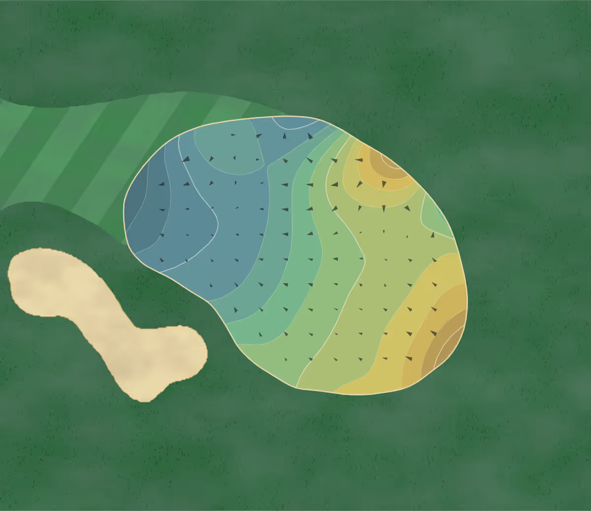 Green contour map of En Joie in Endicott, New York — 173 elevation contours at a 3-inch interval with fall-line arrows, traced from 1-meter lidar