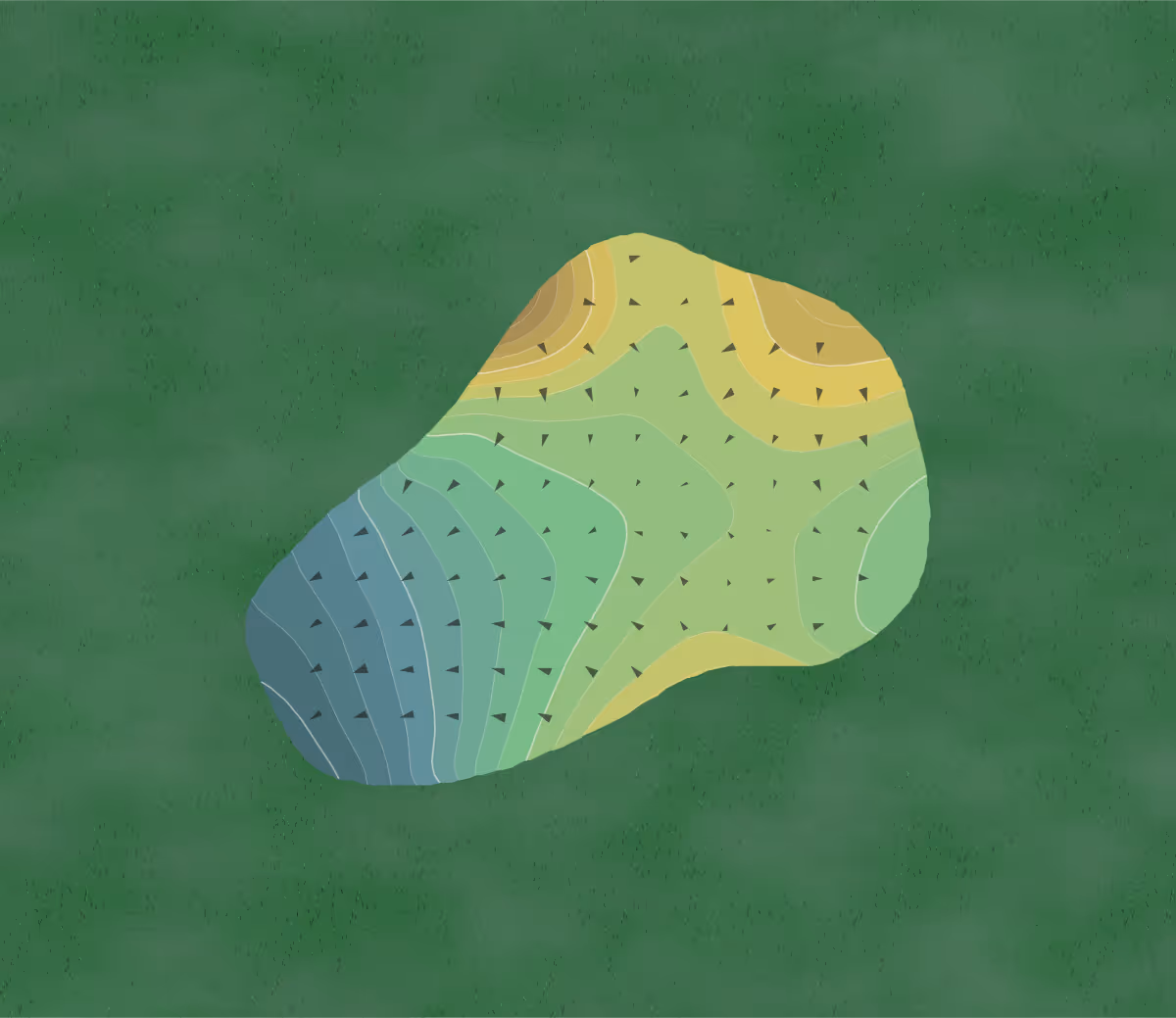 Green contour map of Enger Park in Duluth, Minnesota — 308 elevation contours at a 3-inch interval with fall-line arrows, traced from 1-meter lidar