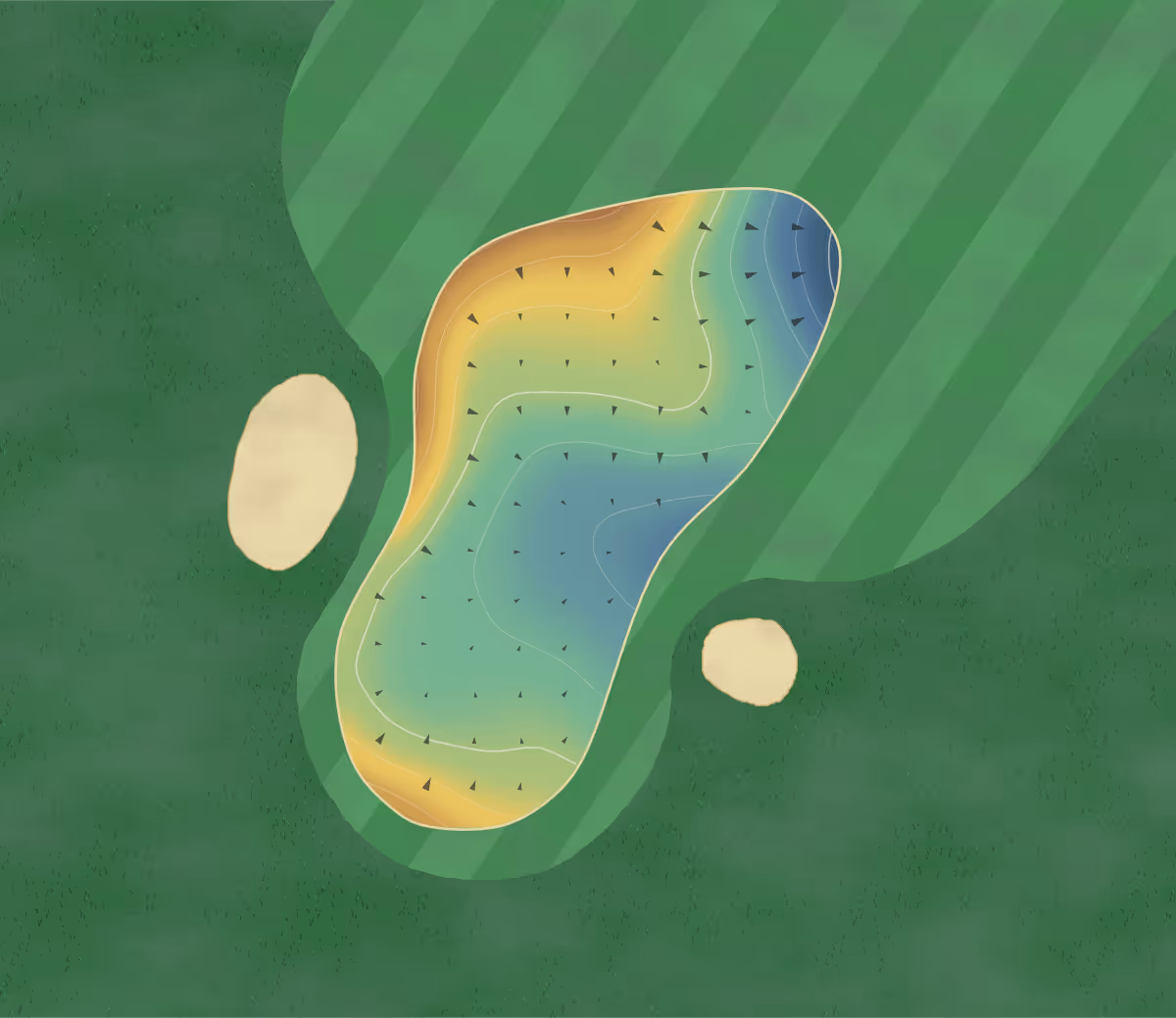 Green contour map of Esplanade in Lakewood Ranch, Florida: 48 elevation contours at a 3-inch interval with fall-line arrows, traced from 1-meter lidar