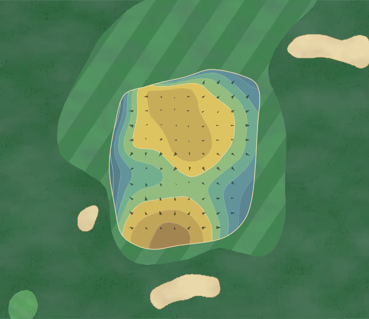 Green contour map of Essex County in Manchester-By-the-Sea, Massachusetts — 223 elevation contours at a 3-inch interval with fall-line arrows, traced from 1-meter lidar
