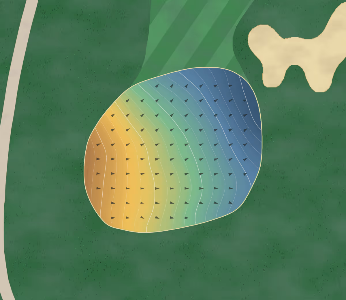 Green contour map of Estes Park in Estes Park, Colorado — 171 elevation contours at a 3-inch interval with fall-line arrows, traced from 1-meter lidar