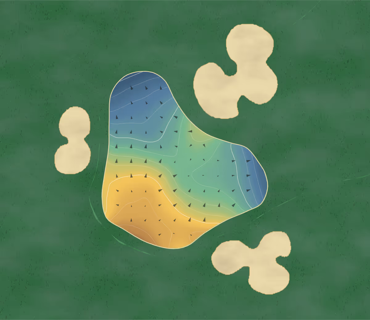 Green contour map of Eugene Cc in Eugene, Oregon — 179 elevation contours at a 3-inch interval with fall-line arrows, traced from 1-meter lidar