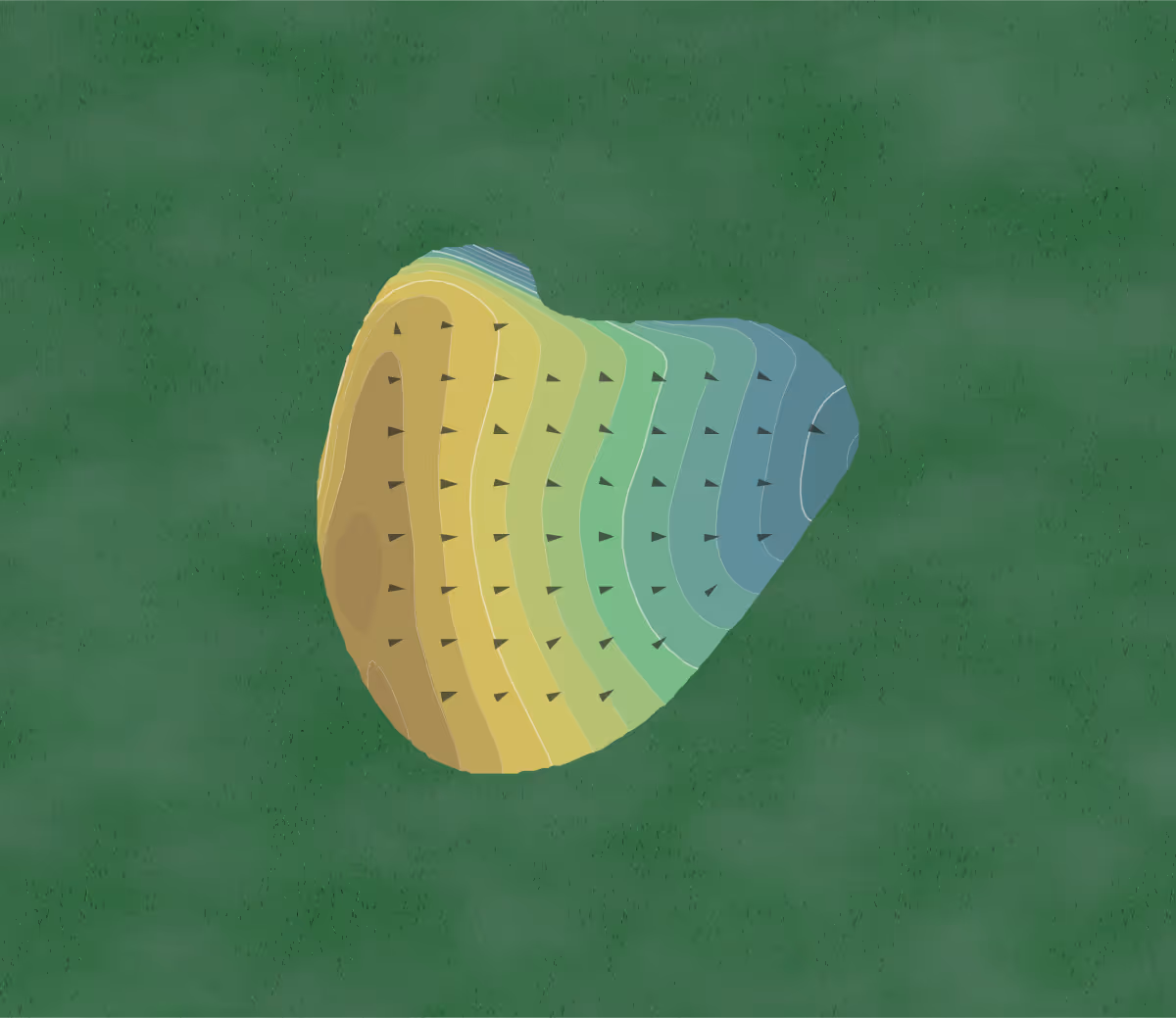 Green contour map of Evanston in Skokie, Illinois — 186 elevation contours at a 3-inch interval with fall-line arrows, traced from 1-meter lidar