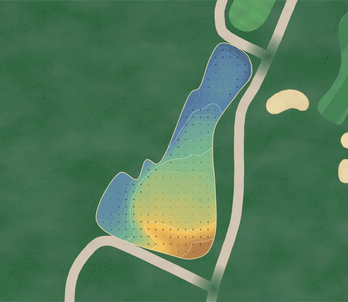 Green contour map of Everett in Everett, Washington: 206 elevation contours at a 3-inch interval with fall-line arrows, traced from 1-meter lidar